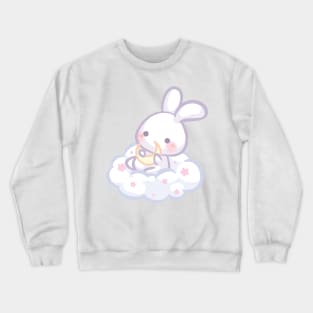 Bunny in Fluffy Cloud Holding the Moon Crewneck Sweatshirt